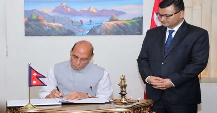 Rajnath Singh Visits Nepal Embassy, Offers Flood Condolences